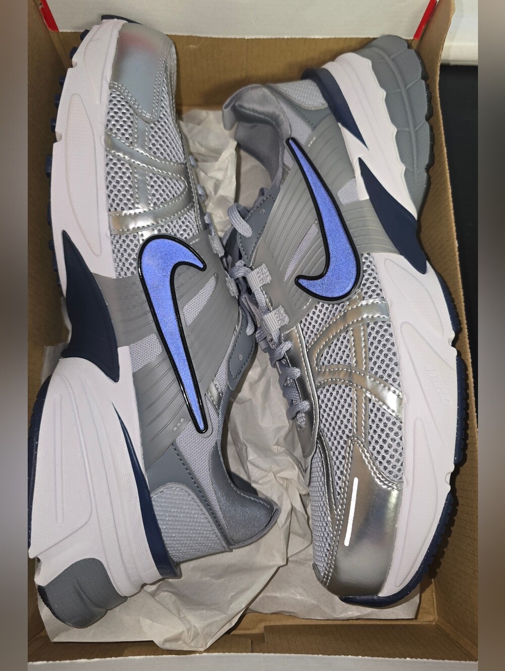 Nike Silver and Blue Men's Running Sneakers (NIKE V2K RUM)